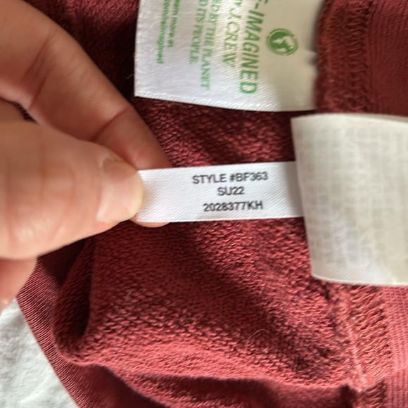 J.Crew University Terry Drawstring Shorts & Cropped Sweatshirt matching set red - Picture 14 of 15